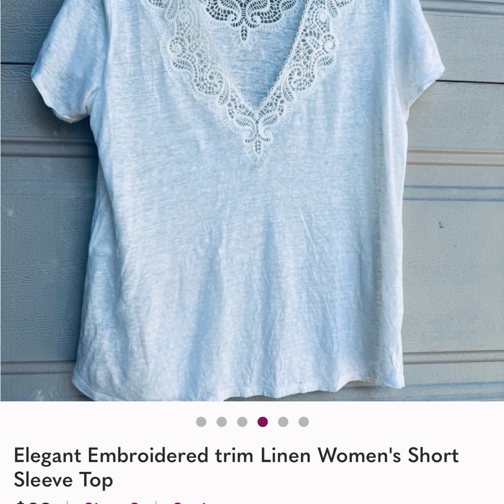 Sézane Miranda Ecru Linen Lace Trimmed top - Picture 7 of 7